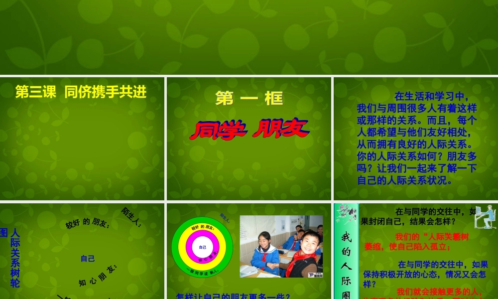 八年级政治上册 第2单元 第3课 第一框 同学 朋友课件 新人教版 课件