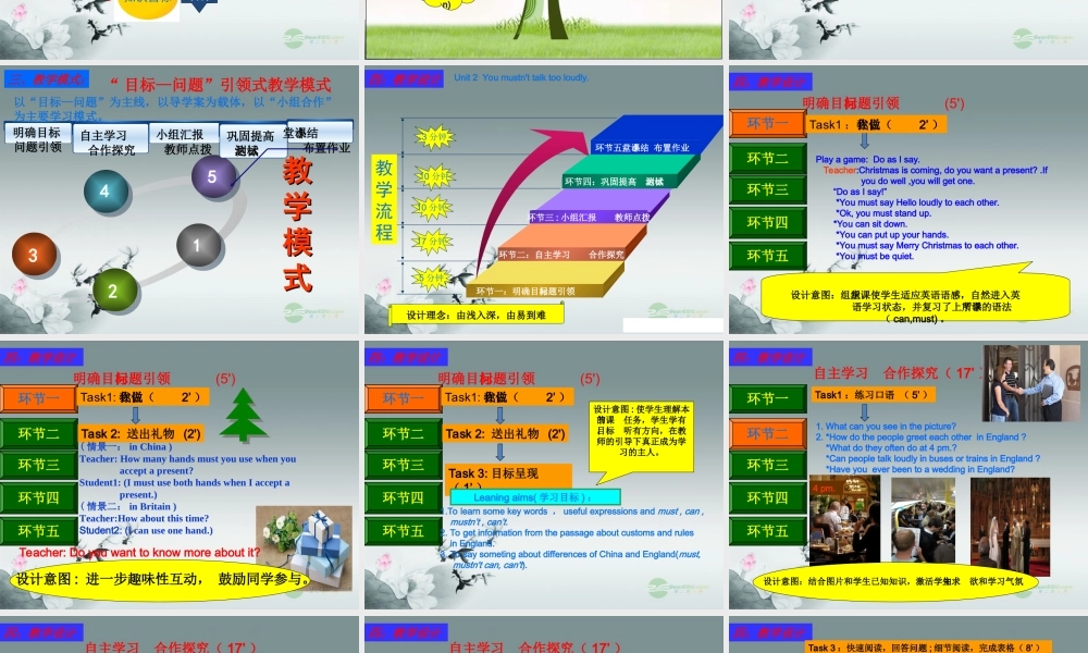 八年级英语上册(Module 12 Traditional life Unit 2 You mustn't talk too loudly)课件 外研版 课件