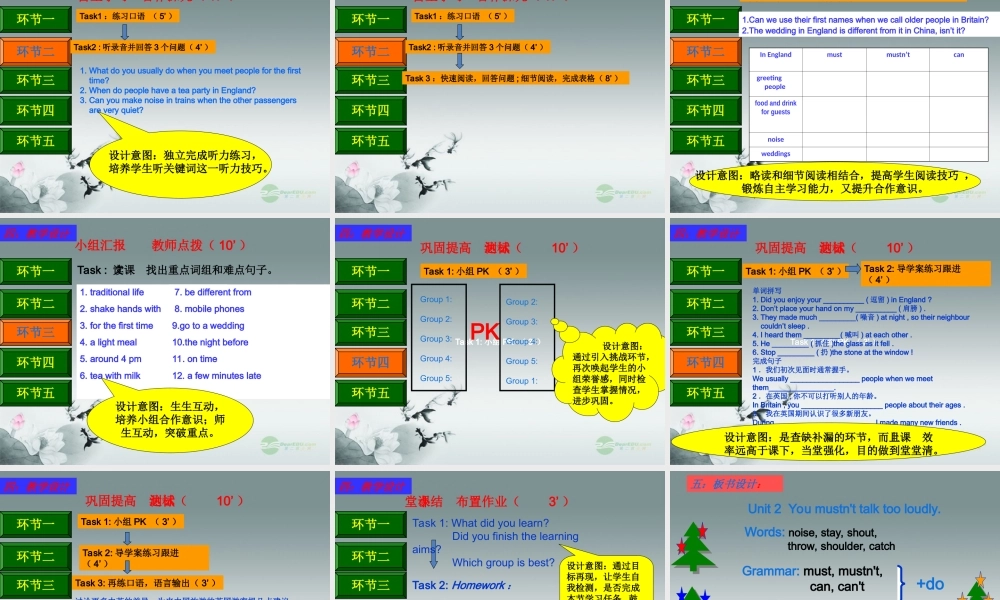 八年级英语上册(Module 12 Traditional life Unit 2 You mustn't talk too loudly)课件 外研版 课件