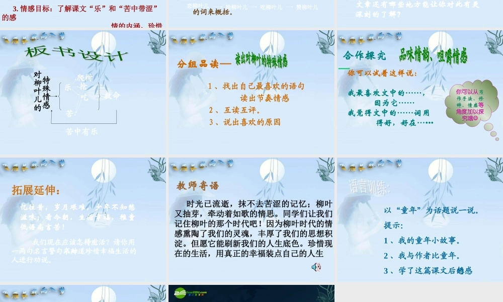 七年级语文下册(柳叶儿)课件 苏教版 课件