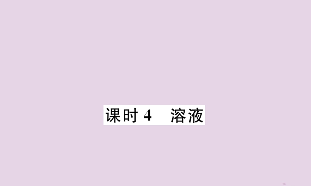 中考化学总复习 第1编 主题复习 模块1 身边的化学物质 课时4 溶液(精练)课件