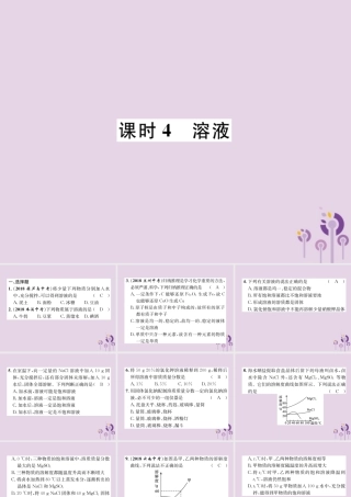 中考化学总复习 第1编 主题复习 模块1 身边的化学物质 课时4 溶液(精练)课件
