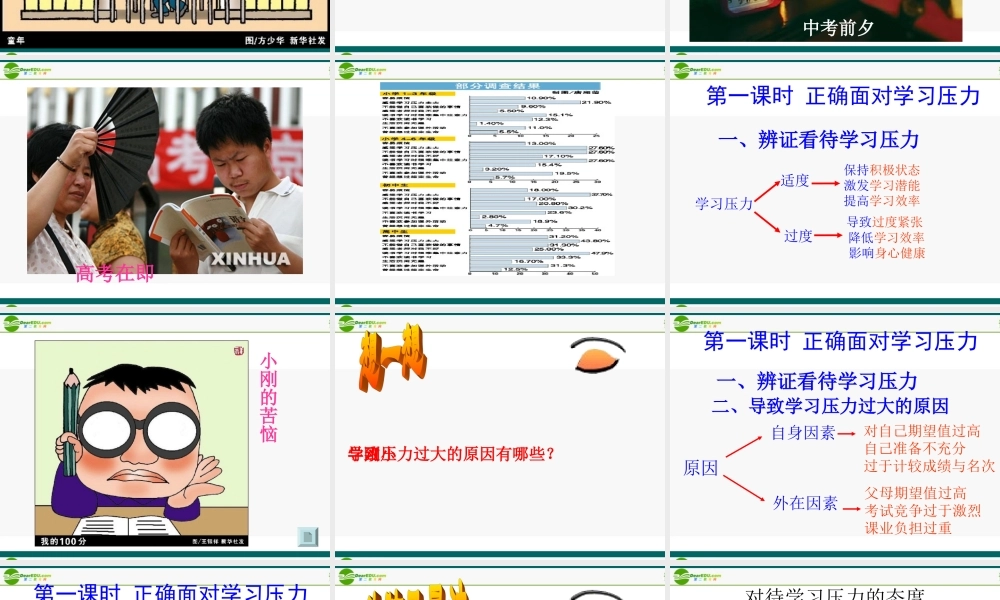 九年级政治 正确面对学习压力课件2 陕教版 课件