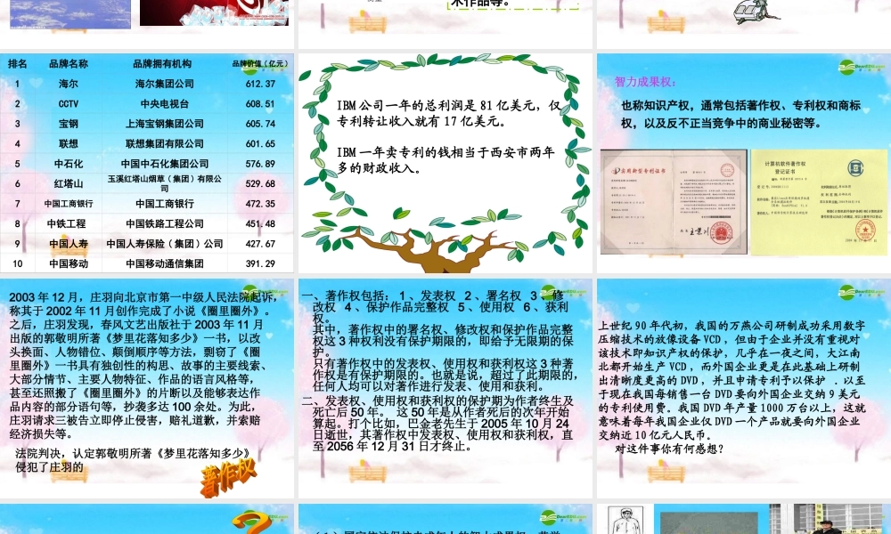 八年级政治下册 无形的财产课件 人教新课标版 课件