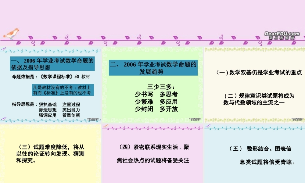 中考数学学业考试命题趋势与复习对策 试题
