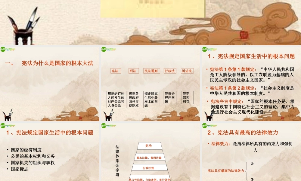 八年级政治下册 第十六课(治国安邦的总章程)第一框课件 鲁教版 课件