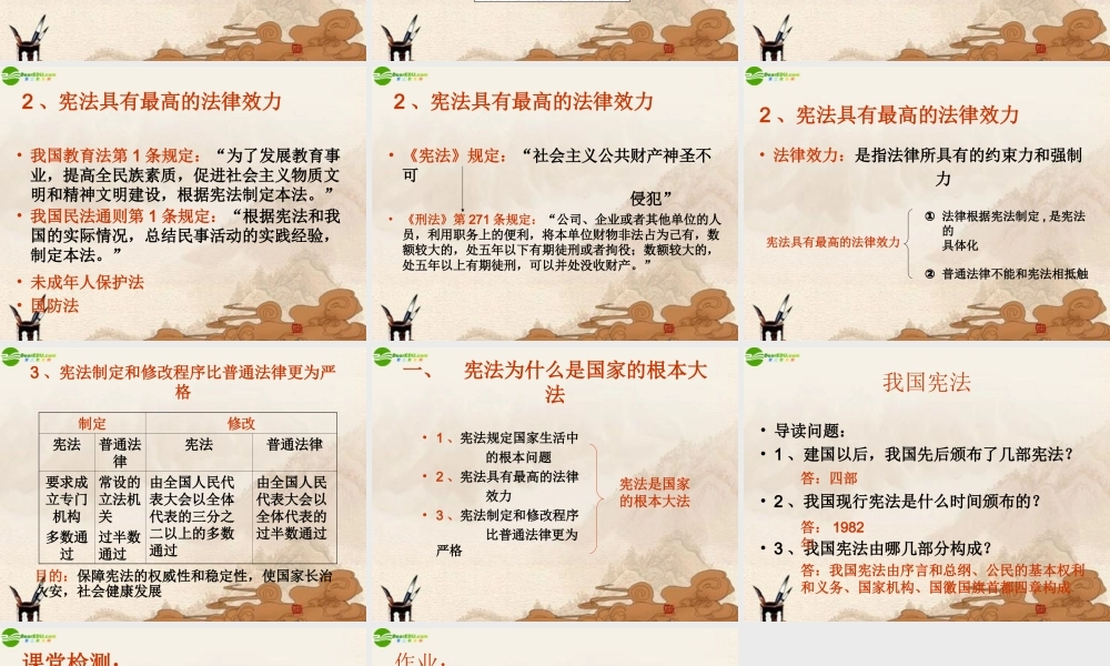 八年级政治下册 第十六课(治国安邦的总章程)第一框课件 鲁教版 课件