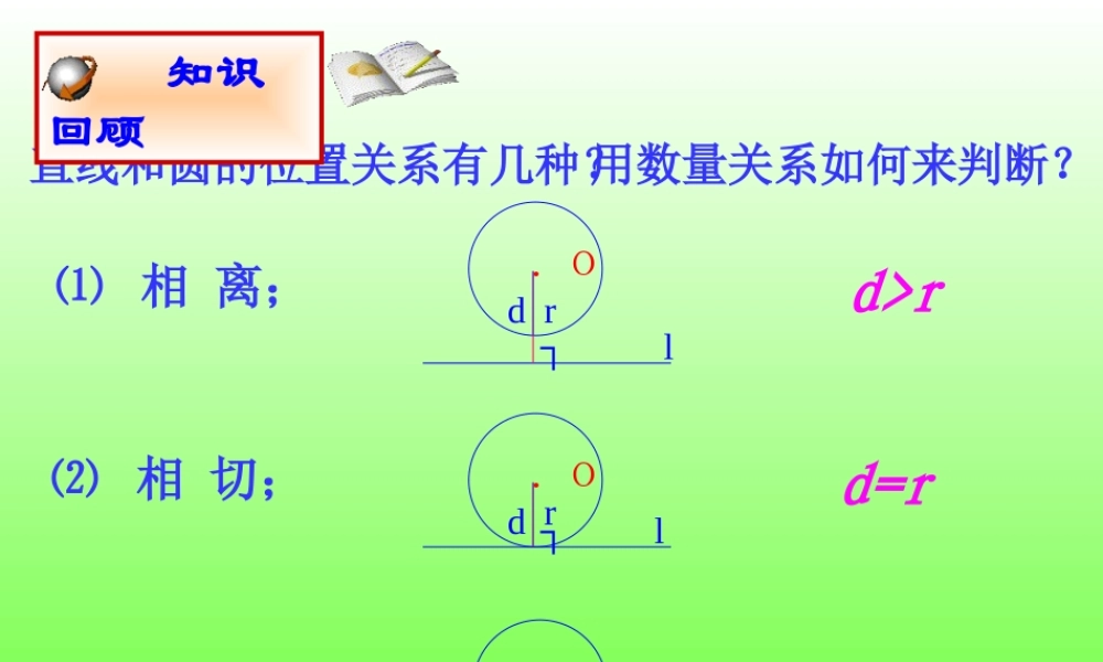 九年级数学圆的切线的识别 华东师大版 课件