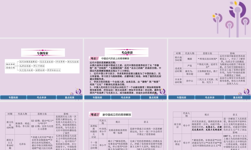 中考历史总复习 第二编 热点专题速查篇 专题5 中外思想解放运动(精讲)课件