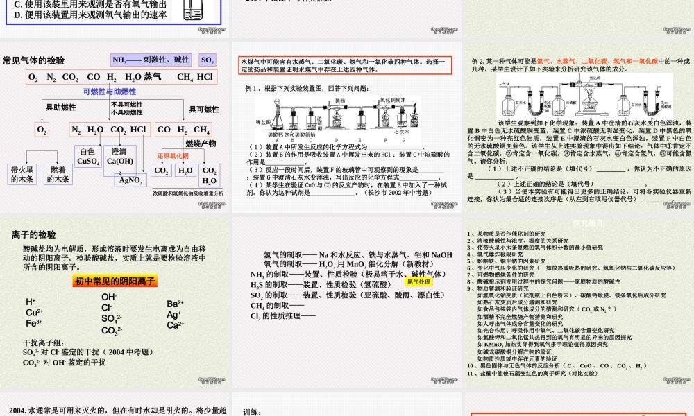 初三化学实验复习 新课标 人教版 课件