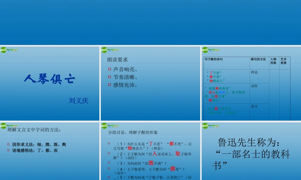 八年级语文上册(人琴俱亡)课件 苏教版 课件