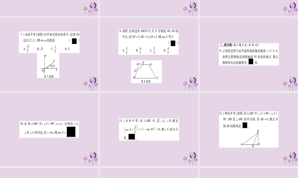 九年级数学上册 双休作业(11)作业课件 (新版)沪科版 课件