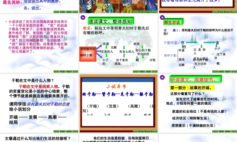 九年级语文上：第11课(我的叔叔于勒)课件(人教新课标) 课件