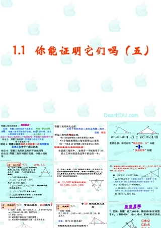 你能证明它们吗(练习课) 福建省南平地区九年级数学上册第一章 证明(二)整章课件集一 北师大版