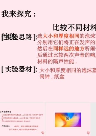 八年级物理全册 第三章 声的世界 第二节 声音的特性 比较不同材料的隔声性能素材(新版)沪科版 素材