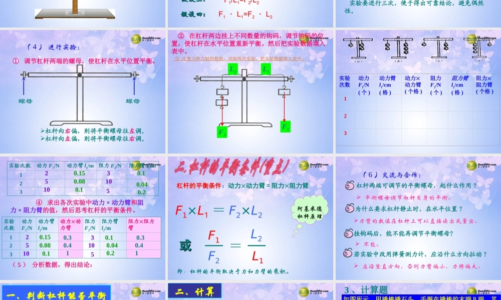九年级物理上册 111 杠杆(第二课时)课件 苏科版 课件