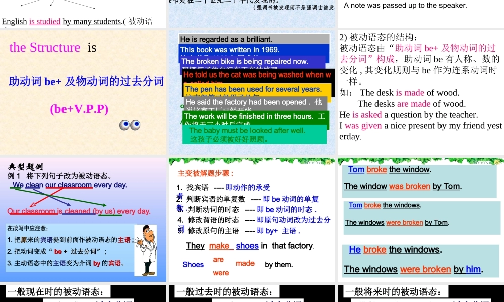 九年级英语主动语态和被动语态课件