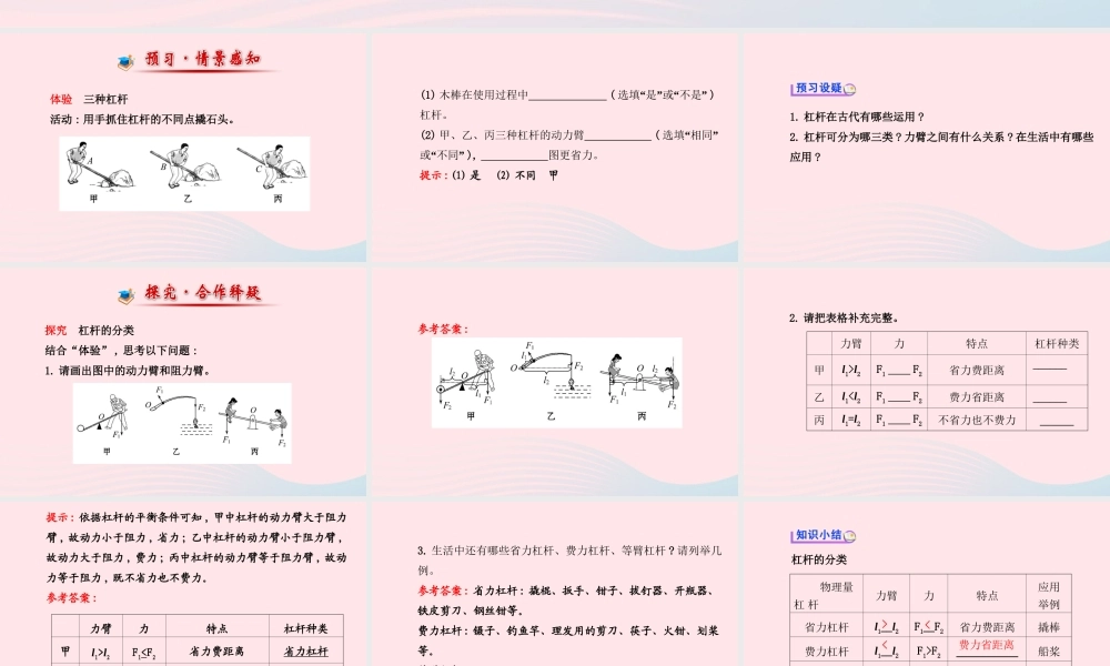 八年级物理全册 第十章 第一节 科学探究：杠杆的平衡条件(第2课时杠杆及平衡条件)课件 (新版)沪科版 课件
