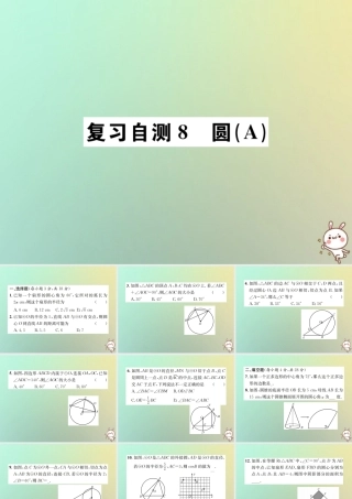 九年级数学下册 复习自测8 圆(A)习题课件 (新版)新人教版 课件