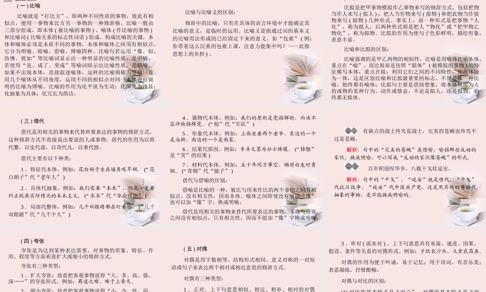 广东省高三语文一轮复习 专题八正确运用常见的修辞方法课件