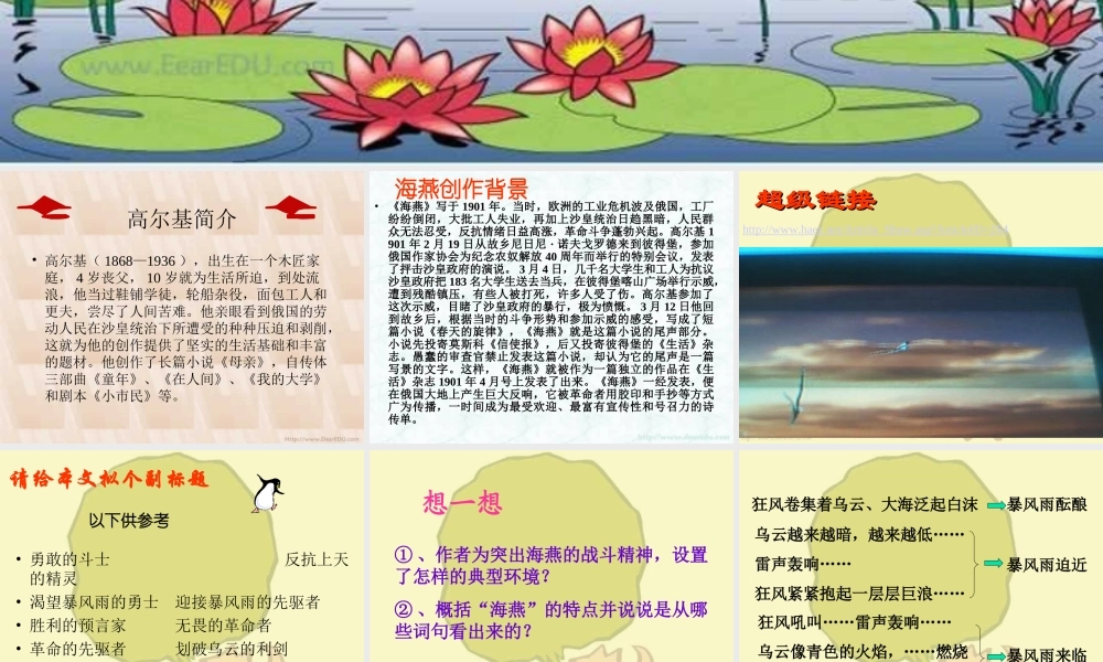 初中语文海燕课件[整理]ppt flash