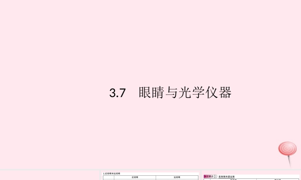 八年级物理上册 3.7 眼睛与光学仪器(知识点)课件(新版)粤教沪版 课件