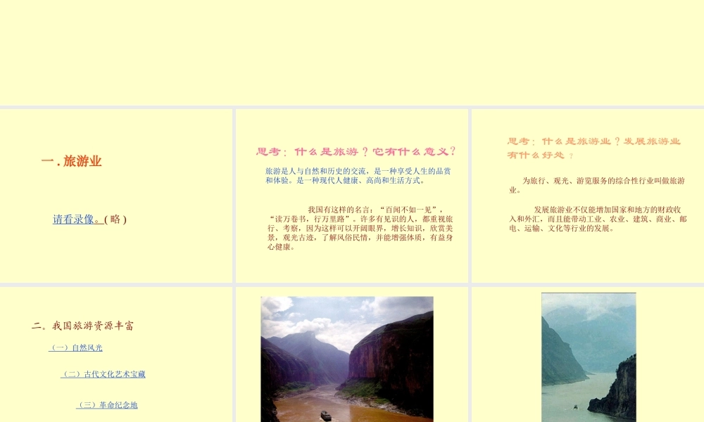 初中中国地理部分 中国旅游业 课件