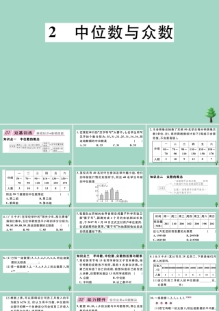 八年级数学上册 第六章(数据的分析)6.2 中位数与众数作业课件 (新版)北师大版 课件