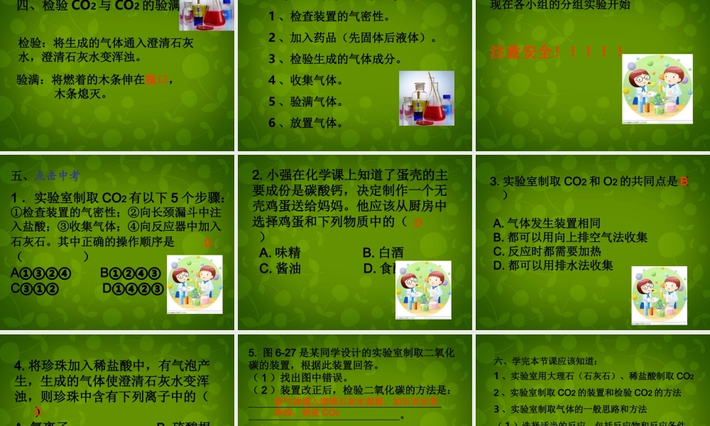 中学九年级化学上册 6.2 二氧化碳制取的研究课件 (新版)新人教版 课件