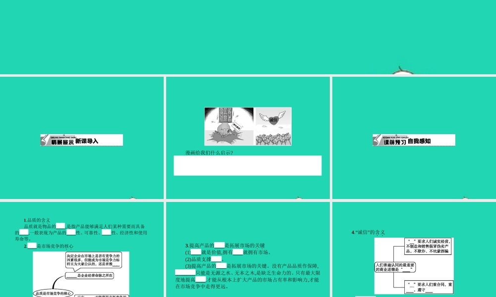 八年级政治下册 第五单元 市场考察 14 品质 市场的通行证课件 教科版 课件