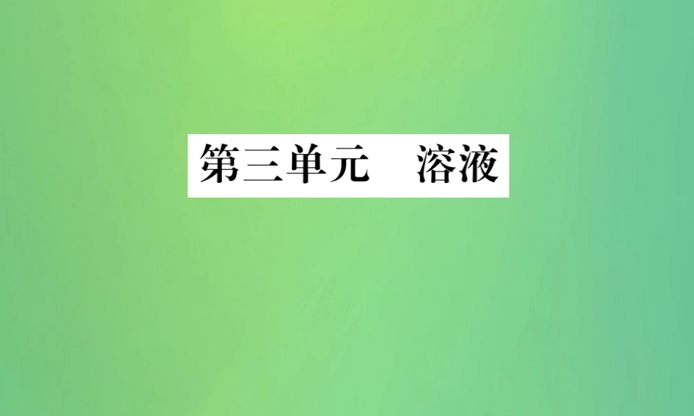 中考化学总复习 教材考点梳理 第三单元 溶液课件 鲁教版 课件
