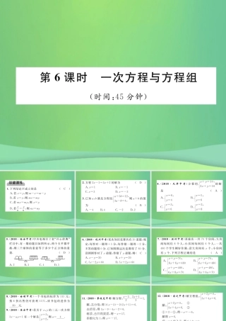 中考数学复习 第2章 方程(组)与不等式(组)第6课时 一次方程与方程组(精练)课件