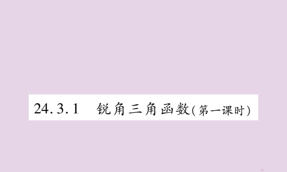 九年级数学上册 第24章 解直角三角形 243 锐角三角函数 2431 锐角三角函数(第1课时)课件 (新版)华东师大版 课件