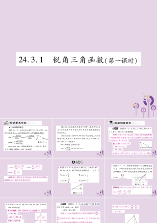 九年级数学上册 第24章 解直角三角形 243 锐角三角函数 2431 锐角三角函数(第1课时)课件 (新版)华东师大版 课件