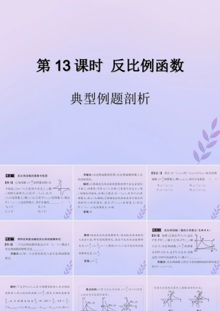 中考数学复习 第13课时 反比例函数 3 典型例题剖析(课后作业)课件