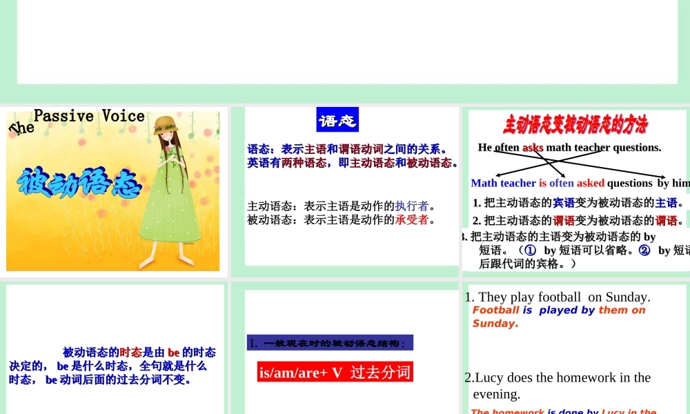 九年级英语(被动语态)课件