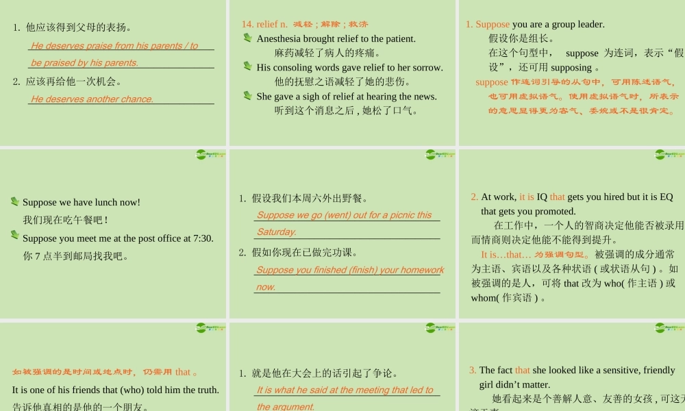广东省高三英语第一轮总复习 Module5 Unit13 People(2)课件 北师大版 新课标 课件