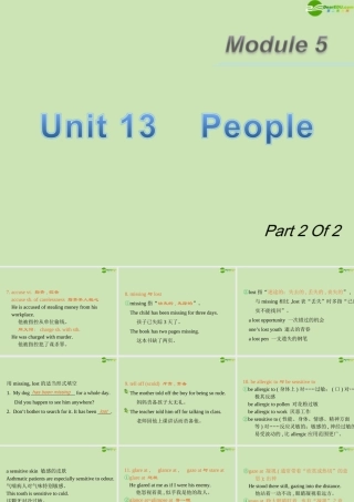 广东省高三英语第一轮总复习 Module5 Unit13 People(2)课件 北师大版 新课标 课件