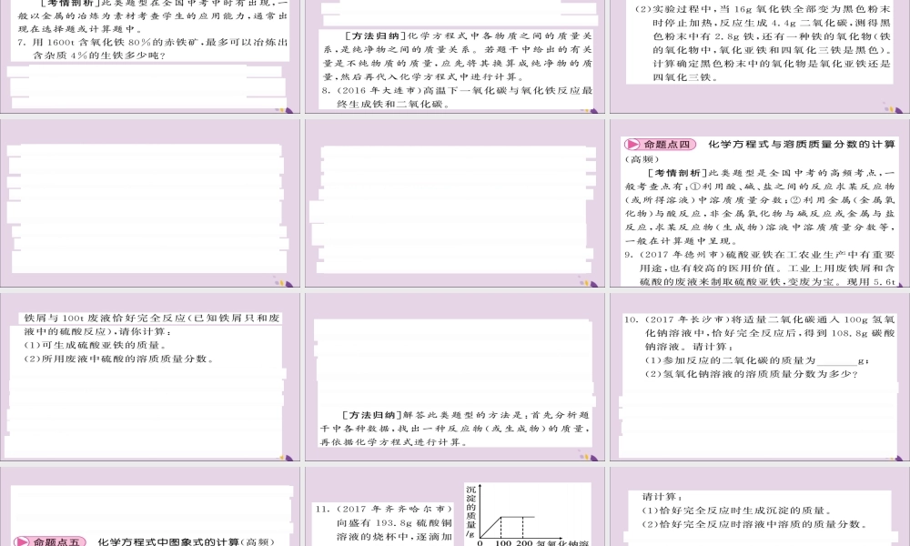 中考化学总复习 第二轮 专题训练 提升能力 专题七 化学计算课件