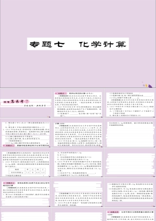 中考化学总复习 第二轮 专题训练 提升能力 专题七 化学计算课件