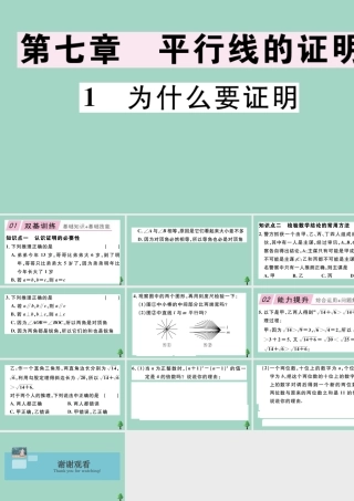 八年级数学上册 第七章(平行线的证明)7.1 为什么要证明作业课件 (新版)北师大版 课件