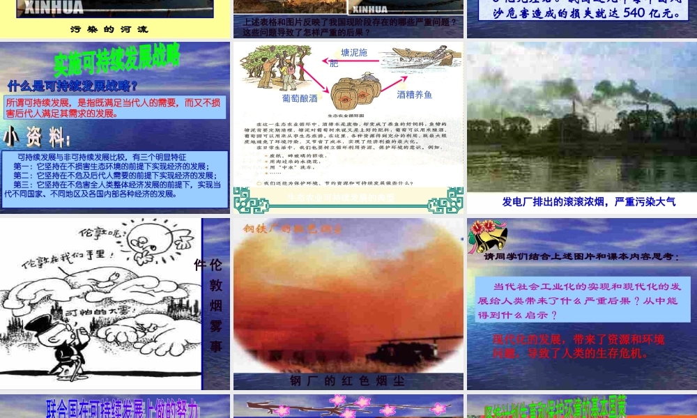 九年级政治第八课走可挂续发展道路课件鲁人版 课件