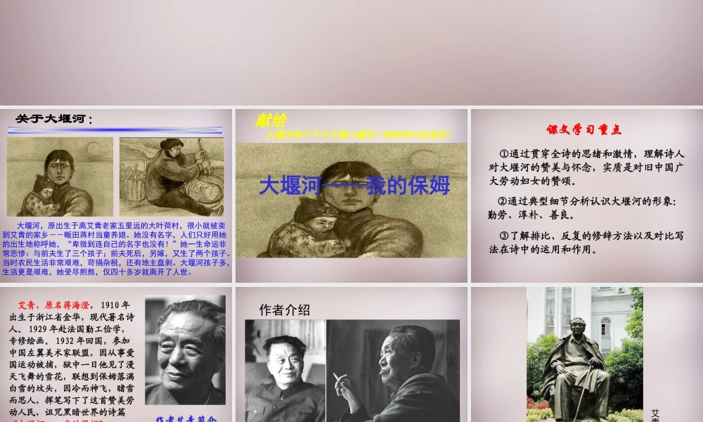 八年级语文下册 第二单元 第5课(大堰河—我的保姆)课件 语文版 课件