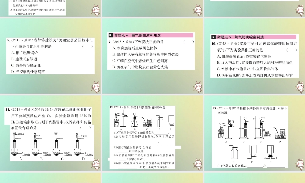 中考化学复习 主题一 身边的化学物质 第1讲 空气 氧气课件