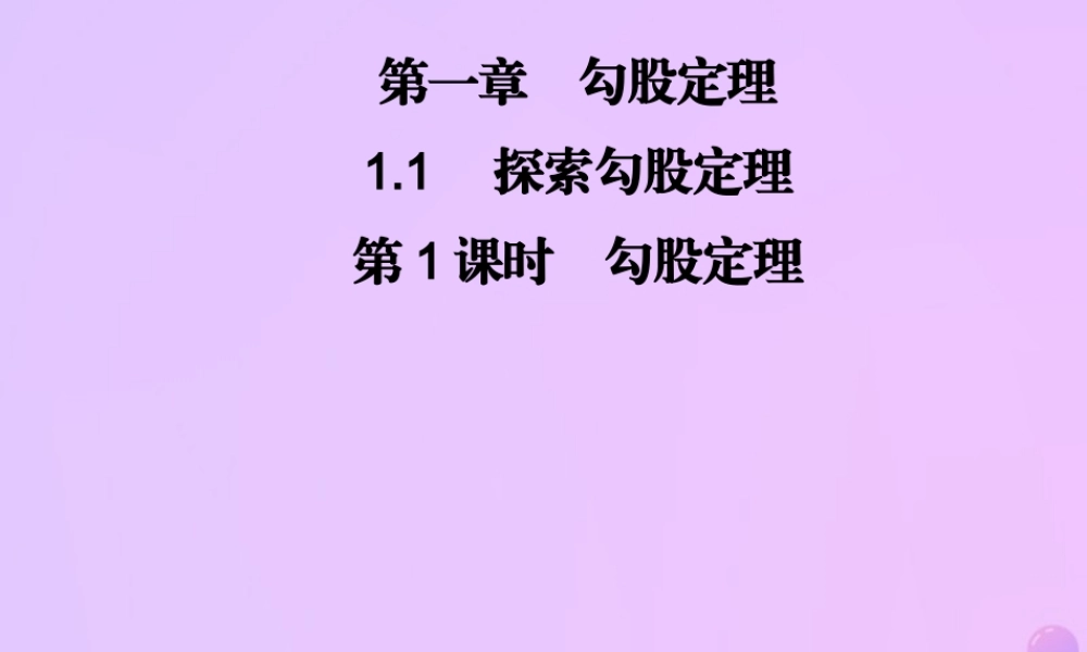 八年级数学上册 第一章 勾股定理 1.1 探索勾股定理 第1课时 勾股定理习题课件 (新版)北师大版 课件