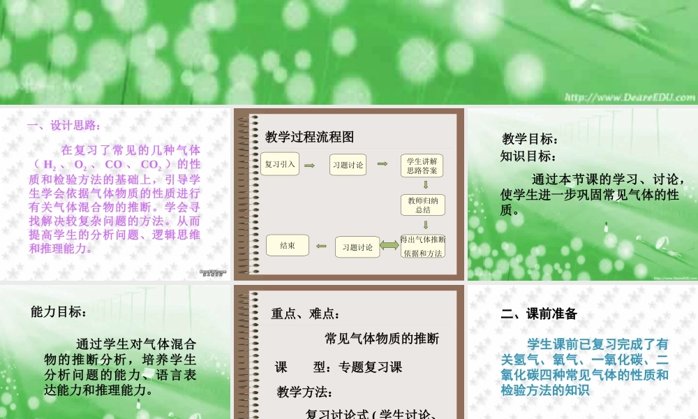 初三化学专题复习 气体物质的推断 课件