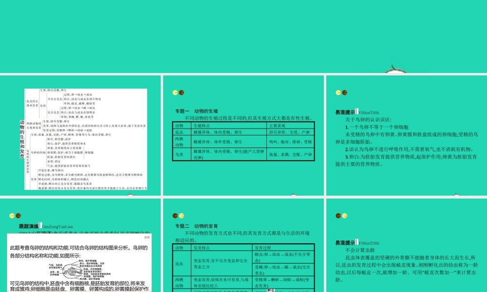 八年级生物上册 第四单元 第二章 动物的生殖和发育本章整合课件 (新版)济南版 课件
