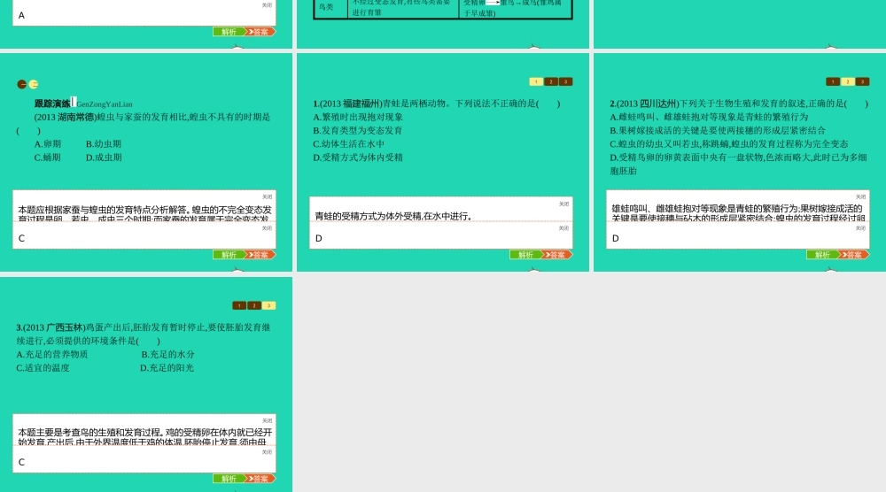 八年级生物上册 第四单元 第二章 动物的生殖和发育本章整合课件 (新版)济南版 课件