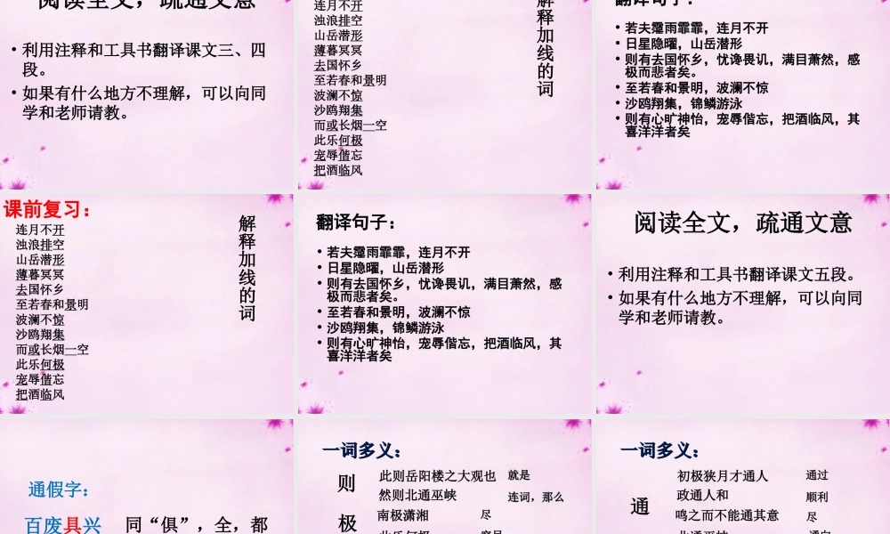 九年级语文上册 第五单元 第岳阳楼记)课件 苏教版 课件