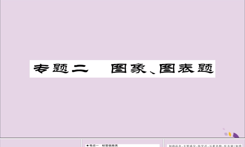 中考化学总复习 第二轮 专题训练 提升能力 专题二 图像图表题课件